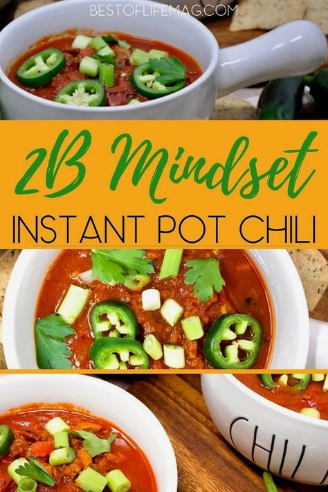 You can make an amazing 2B Mindset Instant Pot chili recipe that fits into your diet and is an easy make-ahead Instant Pot recipe. 2B Mindset Dinner Recipes | 2B Mindset Food List | 2B Mindset Tips…More 2b Mindset Dinner, Instant Pot Chili Recipe, Beanless Chili, Low Carb Chili Recipe, Instant Pot Chili, Chili Chili, Low Carb Chili, Pot Recipes Healthy, Meat Sauce Recipes