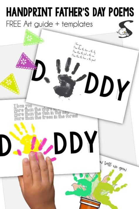 3 Fun and Easy Father's day Handprint Poem Crafts Fathers Day Gifts Ideas From Kids Diy Handprints, Father’s Day Card Diy Preschool, Fathers Day Gifts From Kindergarten, Father’s Day Crafts From Kindergartners, Fathers Day Art Preschool, Preschool Father's Day Project, Father's Day Preschool Craft, Father Days Craft Ideas Preschool, Handprint Fathers Day Crafts Free Printable