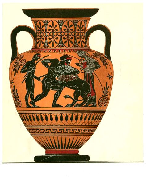 Greek Drawing, Ancient Greece Art, Nemean Lion, Africa Art Design, Ancient Greek Pottery, Greece Art, Istoria Artei, Ancient Greek Art, Greek Pottery