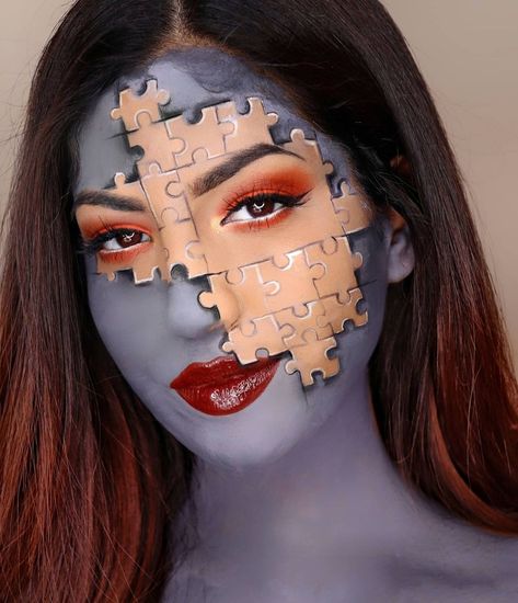 Creative Makeup, Puzzle Pieces, Costumes For Women, Maquillaje De Ojos, Halloween Makeup, Carnival Face Paint, Halloween Face Makeup, Makeup Looks, Halloween