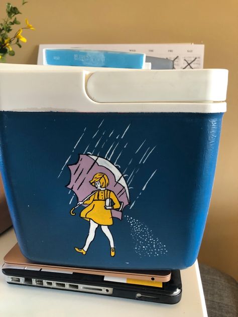 Painted cooler Morton Salt Girl, Morton Salt, Cooler Painting, Painting Girl, Salt, Paint, Canning