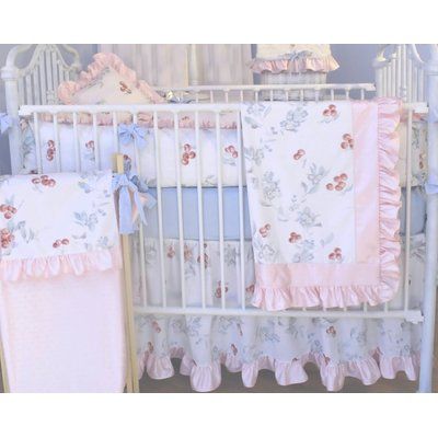 Blueberrie Kids Cherry Blossom 3 Piece Crib Bedding Set Beige Bed Linen, Baby Doll Bed, Blue Bedding Sets, Bedding Sets Grey, Best Crib, Adorable Nursery, Girls Bedding Sets, Girl Cribs, Baby Nursery Bedding