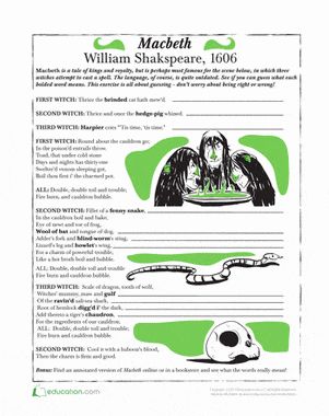 FREE Macbeth Shakespeare Printable Worksheet - Homeschool Giveaways Macbeth Shakespeare, 5th Grade Math Games, Double Double Toil And Trouble, Thinking Map, Punny Jokes, Halloween Resources, Literature Teacher, Science Vocabulary, Homeschool Routine