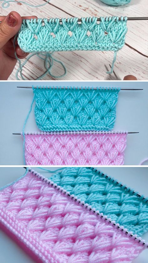 Pistachio Knitting Stitch - Easy Tutorial Háčkované Lemy, Tunisian Crochet Patterns, Knitting Tips, Easy Knitting Patterns, Blanket Knitting Patterns, Knit Stitch Patterns, Crochet Stitches Patterns, Knit Stitch, Knitting Tutorial