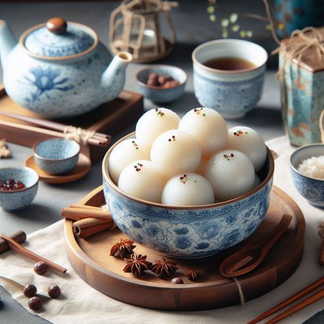 湯圓 – Tang Yuan: Glutinous Rice Balls Dumpling Party, Glutinous Rice Balls, Tang Yuan, Glutinous Rice Flour, Butterfly Pea Flower, Food Illustration Art, Lets Eat, Desserts Menu, Food At Home