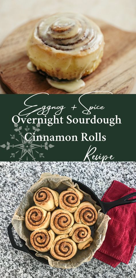 Sourdough Gingerbread Cinnamon Rolls, Sourdough Eggnog Cinnamon Rolls, Eggnog Sourdough Bread, Sourdough Christmas Gift, Christmas Sourdough Recipes, Sourdough Christmas Recipes, Christmas Sourdough Bread, Open Christmas Gifts, Christmas Sourdough