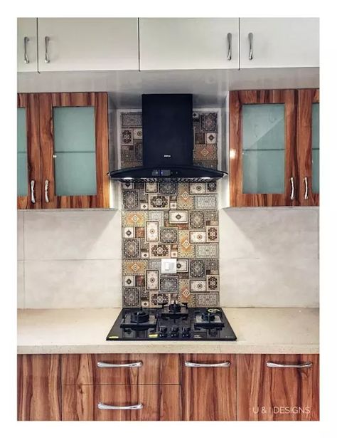 Kitchen dado tiles by u and i designs modern tiles | homify Kitchen Tiles Wall Indian, Kitchen Dado Tiles, Kitchen Dado, Dado Tiles, Chimney Design, Kitchen Chimney, Kitchen Tiles Design, The Perfect Kitchen, Modern Tiles