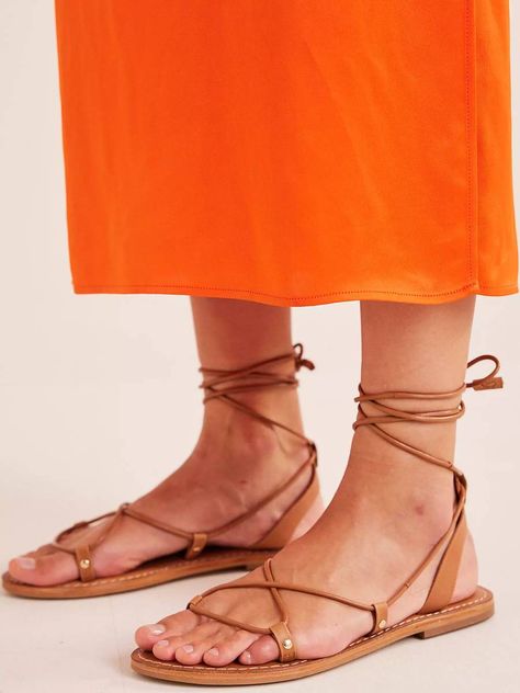 7 Simple Outfits to Wear With Sandals This Summer | Who What Wear UK Lime Green Skirt, Tie Sandals, Floaty Dress, Strappy Flats, Ankle Length Jeans, Printed Scarf, Wrap Sandals, Strappy Sandals Heels, Shop Sandals