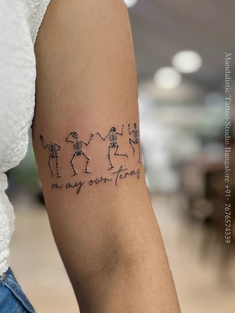 Dancing Skeleton Tattoo Skeleton Dancing Tattoo, Dancing Skeleton Tattoo, Ballerina Tattoo, Female Skeleton, Female Tattoo Ideas, Skeleton Tattoo, Skeleton Tattoos, Dancing Skeleton, Hair Tattoos