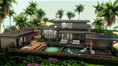 Sims 4 Sulani Mansion, Sims 4 Modern Mansion, Sims 4 Mansion, Sims Interior, Sims 4 Modern House, Beautiful Mansion, Sims 4 Houses Layout, The Sims 4 Lots, Zen House