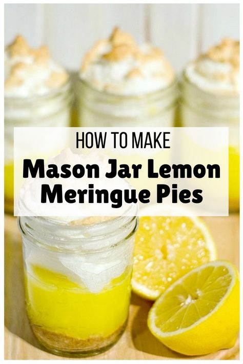 Meringue Pies, Mason Jar Desserts, Homemade Dinner Recipes, Homemade Food Gifts, Dessert In A Jar, Mason Jar Meals, Lemon Pudding, Lemon Meringue Pie, Meringue Pie