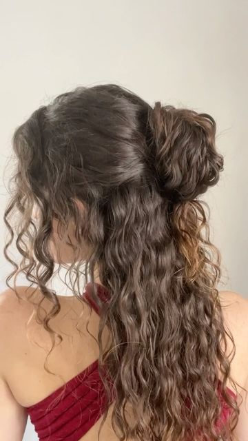 Jennie 🌷 | Curly Hair Care and Simple Hairstyle Tutorials on Instagram: "Half up claw clip hack 🤍  #hairstyle #halfuphalfdownhairstyle #halfuphairstyle #curlyhair #curlyhairstyles #curlsandwaves #clawclip #clawcliphairstyle #hairstyletutorial #easyhairstyles" Cornrows Ideas, Curly Hair Half Up Half Down, Sunkissed Hair, Quinceanera Hairstyles, Hoco Hairstyles, Curly Hair Styles Easy, Clip Hairstyles, Hair Women, Long Natural Hair