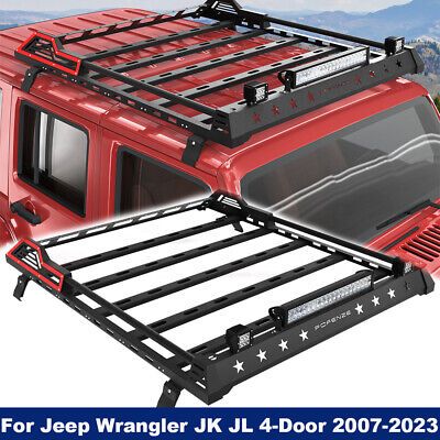 ad eBay - Roof Rack Cargo Basket w/ LED Light Bars Fit 2007-2023 Jeep Wrangler JK JL NEW - Buy Now, click the link (eBay) 2007 Jeep Wrangler, Light Bars, Roof Racks, Led Light Bars, Roof Rack, Dream Car, Repair Manuals, Bar Lighting, Jeep Wrangler