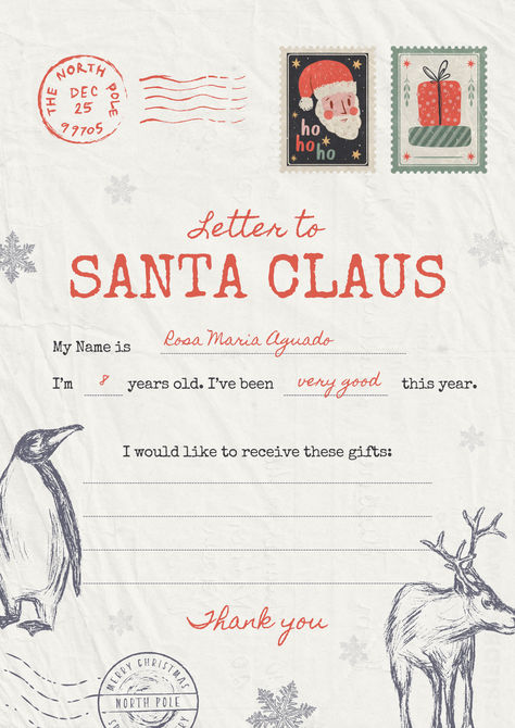 FREE CANVA Letter to Santa Template #free #canva #template #letter Christmas Letter Aesthetic, Santas Letter, Letter For Her, Christmas Letter To Santa, Kids Letter To Santa, Letter To Santa Template, Xmas Letter, Santa Wish List, Santa Template