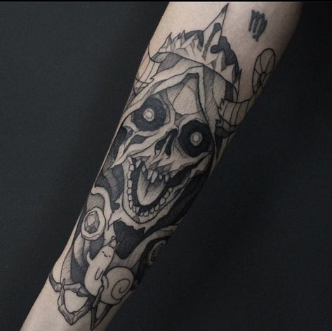 The Lich Tattoo, Lich King Tattoo, Traditional Tattoo Girls, Nature Tattoo Ideas, The Lich King, Wizard Tattoo, Adventure Time Tattoo, The Lich, King Tattoo