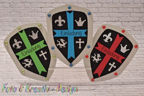 Einladungskarten - Ritter - Einladung Set / 3Stk. - ein Designerstück von Foto-und-Kreativ-Design bei DaWanda Unique Birthday Invitations, Knight Party, Happy Birthday Cards Printable, Christian Cards, Halloween Tags, Party Invitations Kids, Printable Christmas Cards, Halloween Invitations, Personalized Invitations