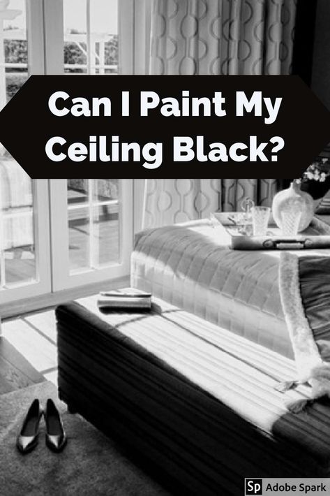 Is it ok to paint a ceiling black? Black Bathroom Ceiling Ideas, Paint Ceiling Black, Bedroom With Black Ceiling, Black Walls And Ceiling, Black Ceiling Bathroom, Black Ceiling White Walls, Painted Black Ceiling, Black Ceiling Living Room, Black Bedroom Ceiling