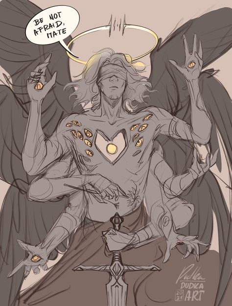 Angel And Demon Hierarchy, Angel With No Wings, Monster God Art, Angel Drawing Biblical, Biblically Accurate Seraphim, Fallen Angel Concept Art, Dnd God Concept Art, Bibacly Accurate Angels Art, Biblically Accurate Aasimar