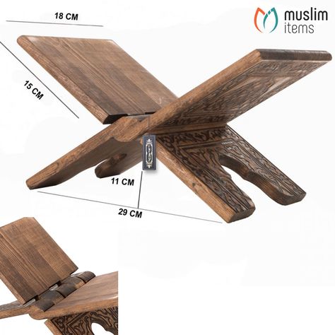 Quran Shelf, Quran Rehal Design, Quran Stand Modern, Bible Stand Wooden, Mandir Mehrab Design Cnc, Quran Stand, Islamic Antiques, Wooden Book Stand, Wood Wall Design