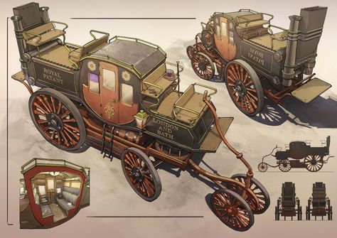 ArtStation - royal wagon, Georg Krauskopf Fantasy Carriage Concept Art, Carriage Concept Art, Value Painting, Steampunk Vehicle, Horse Wagon, 3d Karakter, Concept Art World, Medieval World, Covered Wagon