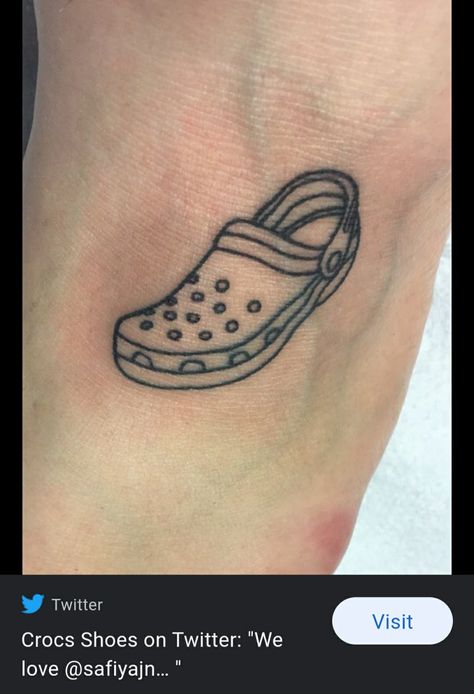 Crocs Shoes Tattoo, Croc Tattoos Shoe, Croc Tattoo, Shoe Tattoos, Foot Tattoos, Matching Tattoos, Crocs Shoes, Tattoo On, Future Tattoos