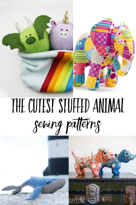 Pick a cute, modern stuffed animal sewing pattern and make your very own custom softie! These are super fun sewing patterns for stuffed toys in a variety of styles and shapes, representing lots of different stuffed animal pattern designers. Patchwork Stuffed Animal Patterns Free, Sewing For Pets, Carnival Stalls, Stuffed Animal Sewing Patterns, Plush Sewing, Stuffed Animal Sewing, Sewing Paterns, Whale Stuffed Animal, Free Pdf Sewing Patterns