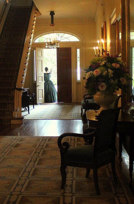 Louisiana Antebellum Homes, Southern Horror, Luxury Foyer Entrance, Entrance Foyer Design, Interior Entrance, Antebellum South, Southern Mansions, Old House Interior, Historical Homes