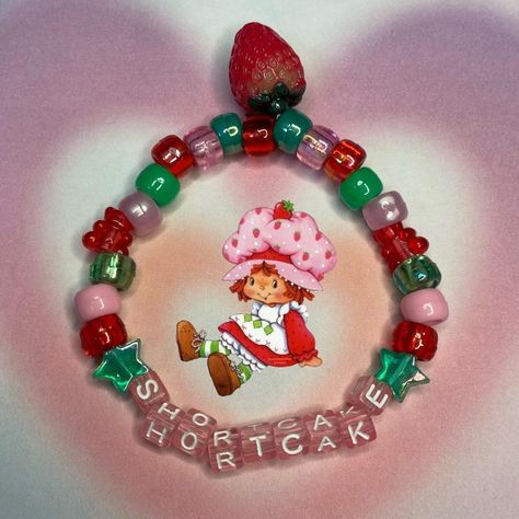 Y2k Strawberry Shortcake Kandi Bracelet - Handmade... - Depop Pony Bracelets Ideas, Slay Bracelets, Pony Bead Bracelet Ideas, Bracelet Ideas Pony Beads, Y2k Strawberry, Cute Strawberry Shortcake, Pulseras Kandi, Diy Kandi Bracelets, Pony Bead Bracelets