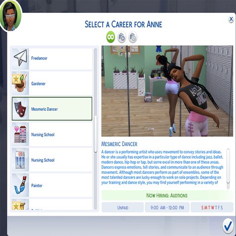 Mod The Sims - Dance Career Scripted Mods Sims 4, Sims 4 Dancer Career, Ts4 Mods Careers, The Sims 4 Jobs Mod, Sims4 Job Mods, Sims 4 Custom Jobs, Sims 4 Cc Mods Dance, Sims 4 More Jobs Mod, The Sims 4 Cc Jobs