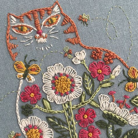 Cat Embroidery Pattern, Embroidery Boho, Cat Embroidery, Hand Embroidery Kit, Ginger Cat, Ginger Cats, Embroidery Kit, Hoop Art, Tabby Cat