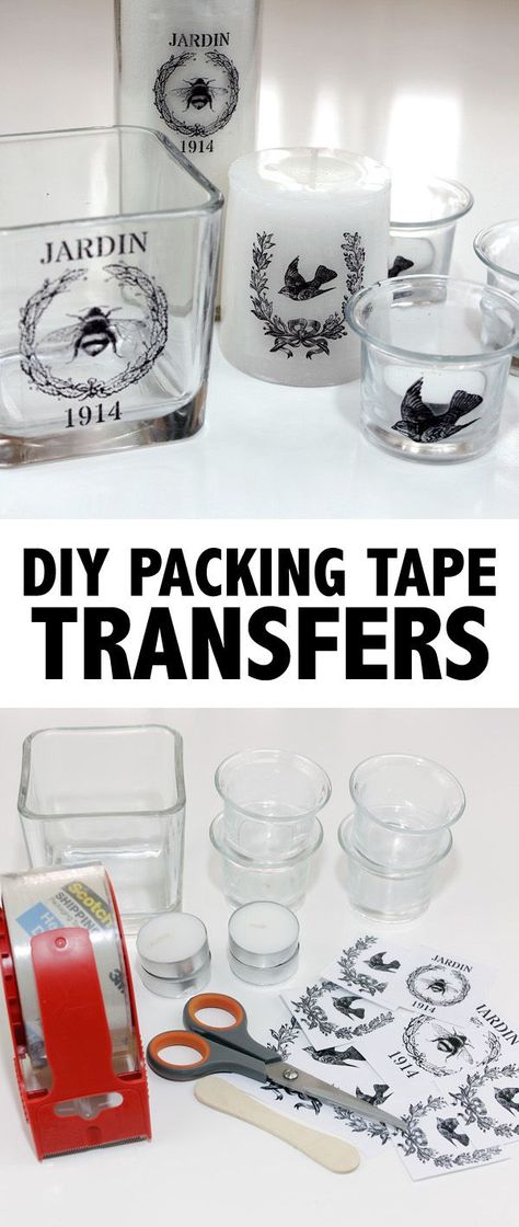 DIY Packing Tape Transfers! This is such a fun Technique for transferring images, or photos, onto glass. A must try for sure!! Diy Para A Casa, Decor Shabby Chic, Graphics Fairy, Cadeau Diy, Packing Tape, Diy Home Decor Projects, Diy Home Crafts, Handmade Home Decor, Diy Projects To Try