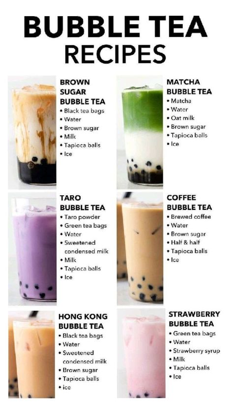 buble tea retzepte Make Your Own Boba Tea, Make Your Own Boba Station, Diy Boba Drinks, Boba Flavors To Try, Fancy Drinks To Make At Home, Healthy Bubble Tea Recipe, Drinks To Put Boba In, Home Made Bubble Tea, Boba Tea Recipe Easy