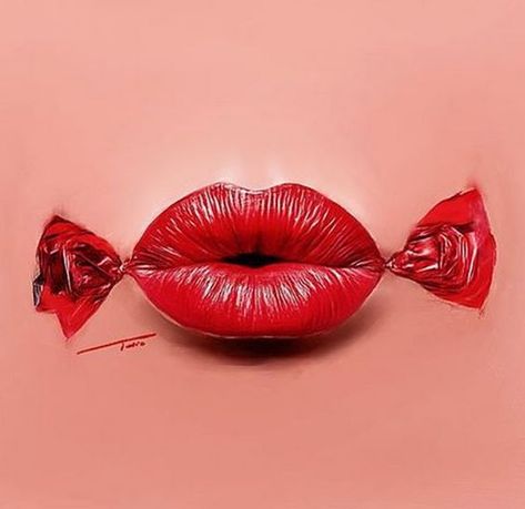 ♧ Reckless Love ♧ Lip Art Makeup, Candy Lips, Charcoal Drawings, Lipstick Art, Makeup Tricks, Funny Drawings, Red Lip, Lip Art, Beautiful Lips