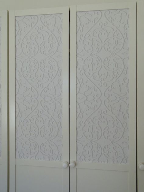 Affix wallpaper to BILLY OXBERG glass doors Billy Bookcase With Doors, Interior Wall Texture, Billy Hack, Billy Oxberg, Craft Closet Organization, Craft Organization Diy, Billy Bookcases, Billy Bookcase Hack, Glass Bookcase