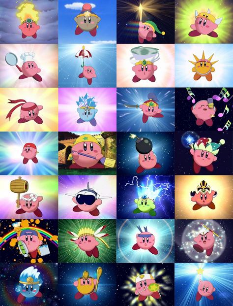 Kirby collage. Special Abilities, Kirby Nintendo, Megaman X, Meta Knight, Kirby Art, Nintendo Characters, Nintendo Art, Skylanders, Metroid