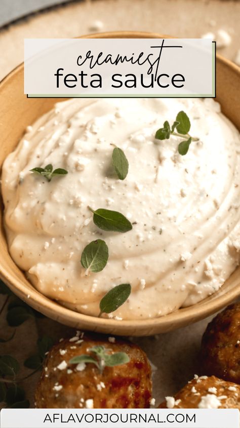 Sauce With Greek Yogurt, Creamy Feta Sauce, Feta Cheese Sauce, Feta Sauce, Greek Sauce, Greek Yogurt Sauce, Feta Cheese Recipes, Creamy Feta, Marinated Tomatoes