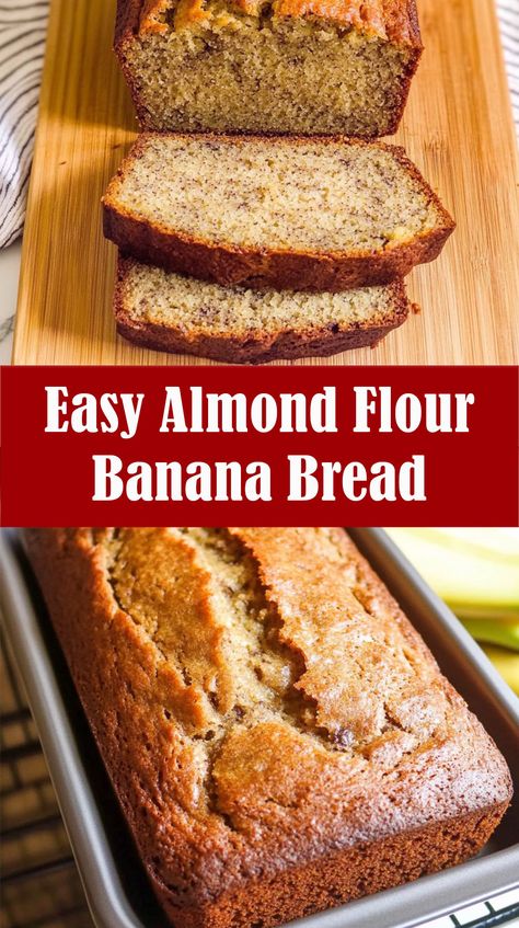 This Almond Flour Banana Bread is a moist, melt-in-your-mouth treat that’s gluten-free, refined sugar-free, and irresistibly delicious. Perfect for breakfast, snacks, or dessert, this quick bread comes together easily in one bowl using just 10 simple ingredients, including pantry staples. Healthy Banana Bread With Applesauce Almond Flour, Uses For Almond Flour, Banana Bread Using Almond Flour, Almond Bread Recipe Low Carb, Banana Bread Made With Almond Flour, Almond Flour Muffin Recipes, Healthy Banana Bread Recipe Clean Eating, Refined Sugar Free Banana Bread, Banana Bread Recipe With Almond Flour