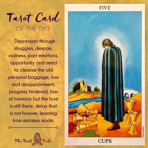 5 Of Cups, Cups Tarot Meaning, Five Of Cups, Tarot Suits, Goddess Magick, Tarot Reading Spreads, Learn Tarot, Cups Tarot, Card Meanings