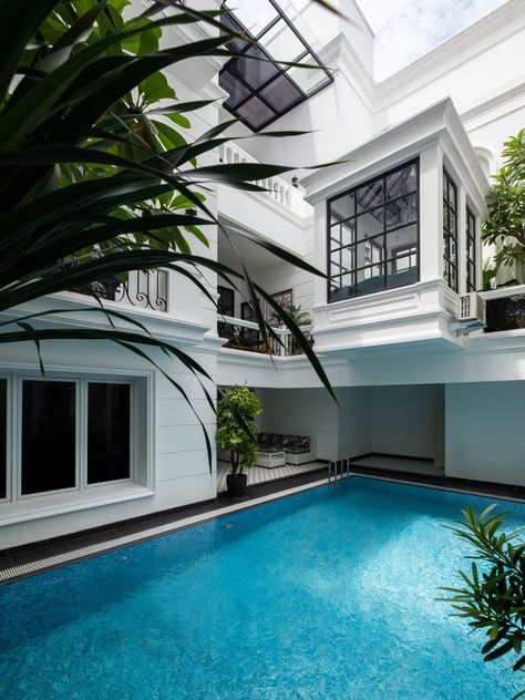 The White City Home - Asrinesia Indian Bedroom Decor, Futuristic Home, Indoor Swimming Pool, Classic House Exterior, Best Modern House Design, Beauty Room Decor, Dream Apartment Decor, House Arch Design, House Outside Design