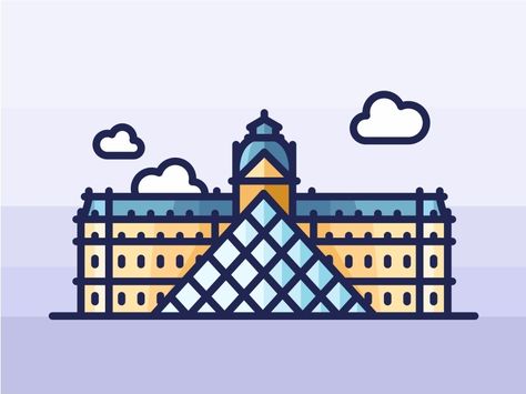 Paris Louvre Museum by Aleksandar Savic #Design Popular #Dribbble #shots Louvre Museum Drawing, Louvre Tattoo, Louvre Drawing, Paris Louvre Museum, Museum Logo, Paris Louvre, City Icon, Building Drawing, Travel Icon