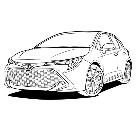 Learn How to Draw a 2021 Toyota Corolla – Step-by-Step Tutorial How To Draw Cars, Car Drawing Easy, Toyota Corolla 2017, Draw Cars, Corolla Car, Kawaii Cat Drawing, Crown Illustration, Corolla Toyota, Hot Wheels Party