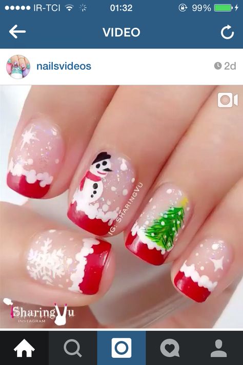 Winter nail Xmas Nail Art, Festive Nail Art, Holiday Nail Designs, Cute Christmas Nails, Christmas Gel Nails, Christmas Nail Art Designs, Holiday Nail Art, Christmas Nails Acrylic, Winter Nail Art