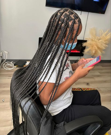 Medium Extra Long Knotless Braids, 60 Inch Knotless Braids, Notlessbox Braids Styles, Extra Long Knotless Braids, Girl Braided Hairstyles, Black Kids Braids Hairstyles, Cornrows Braids For Black Women, Girl Hair Colors, Big Box Braids Hairstyles