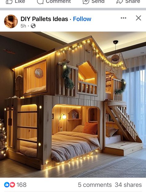 Tree House Bunk Beds For Kids, Kids Cabin Bed, Kids Forest Bedroom, Tree House Bunk Bed, Bunk Bed House, Unique Kids Beds, Cabin Beds For Kids, Mezzanine Bed, Forest Bedroom