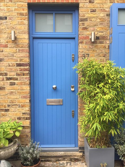 Cornflower Blue Door, Cornflower Blue Front Door, Natural House, Blue Front Door, Door Colors, Front Door Colors, Bunk House, House Paint, House Paint Exterior