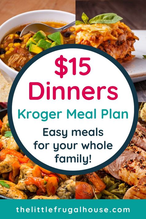 Feed your whole family for under $15 with this Kroger meal plan full of $15 dinner ideas that are quick, easy, and satisfying! Kroger Recipes, Cheap Meal Plans, One Skillet Meals, Monthly Meal Planning, Cheap Healthy Meals, Dinner Recipes Easy Quick, Cheap Dinners, Healthy Meal Plans, Planning Ideas