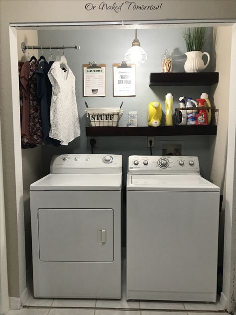 Laundry closet makeover.. Laundry Closet Makeover, Laundy Room, Laundry Room Remodel, Laundry Room Inspiration, Laundry Closet, Laundry Room Diy, Small Laundry Rooms, Small Laundry Room, Small Laundry