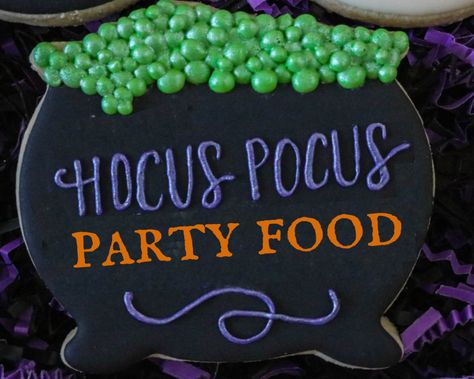 Hocus Pocus Party Food, Hocus Pocus Drinking Game, Hocus Pocus Halloween Party, Party Planning Food, Black Cat Cookies, Hocus Pocus Spell, Hocus Pocus Spell Book, Hocus Pocus Party, Hocus Pocus 2