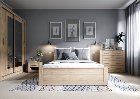 Grey Bedroom Furniture, Wood Bedroom Furniture, Oak Bedroom, Dekorasi Kamar Tidur, Grey Bedroom, Bilik Tidur, Comfortable Bedroom, Trendy Bedroom, Wood Bedroom