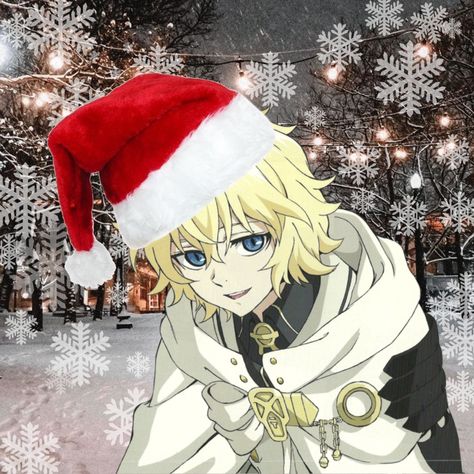 Owari No Seraph Christmas, Seraph Of The End Chibi, Mika Seraph Of The End Icon, Mika Pfp Seraph Of The End, Mikaela Hyakuya Pfp, Christmas Icons Anime, Mika Seraph Of The End, Seraph Of The End Mika, Mikaela Hyakuya Icon